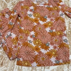 Posh Peanut Pink and Orange Floral Long Sleeve pajama set 3T -EUC